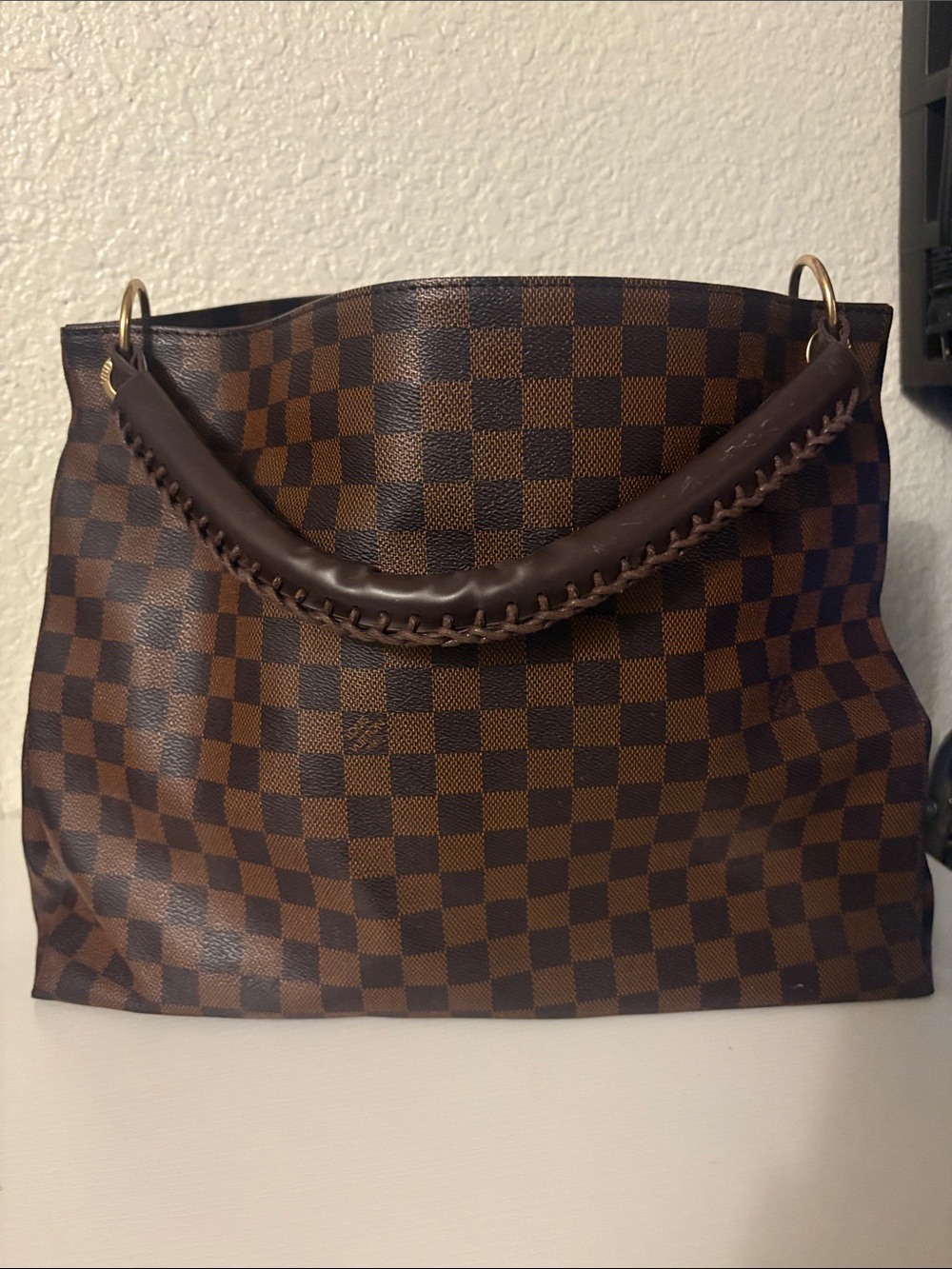 Brown Checkered Shoulder Bag